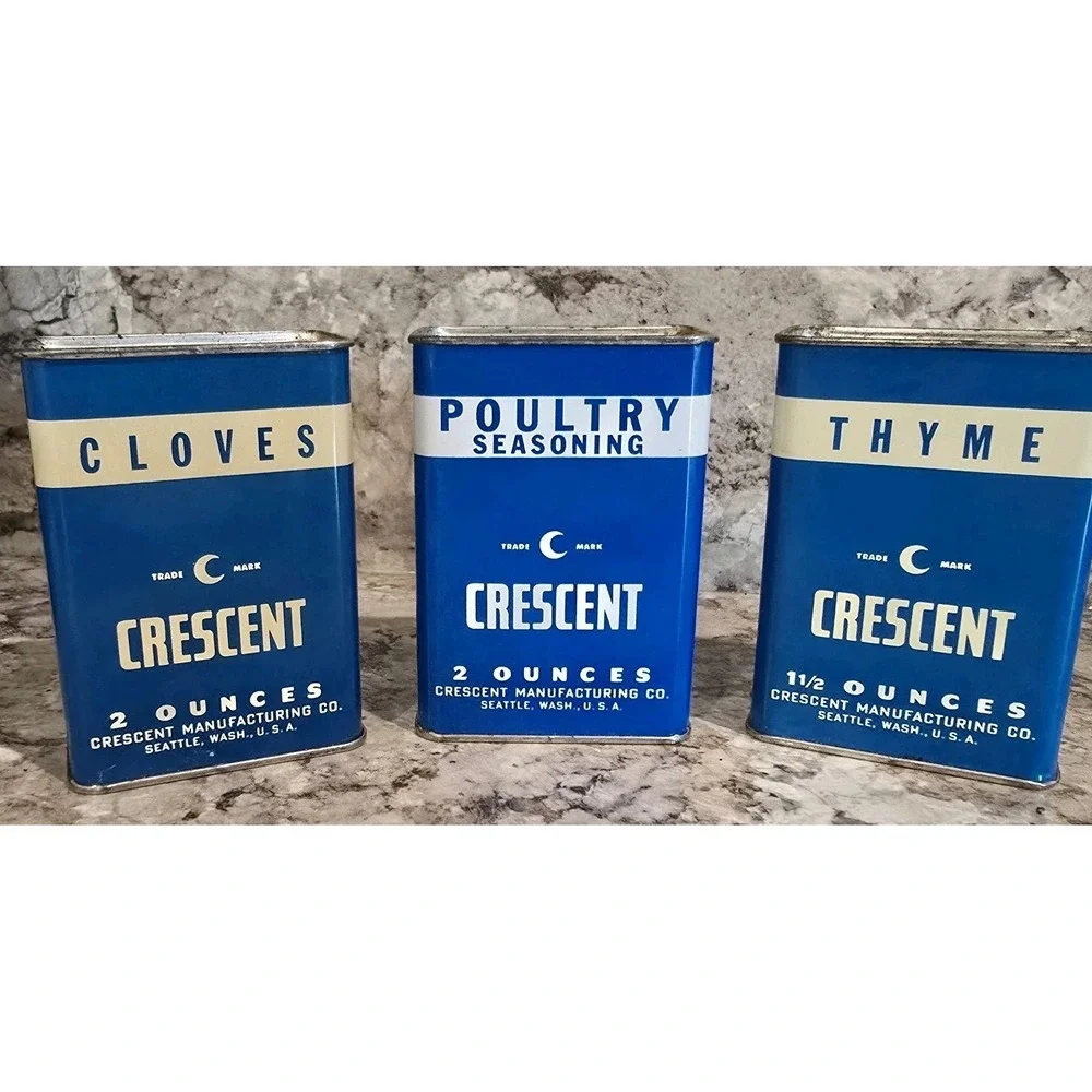 Lot of 3‎  Crescent Spice Tins / Seattle Washington